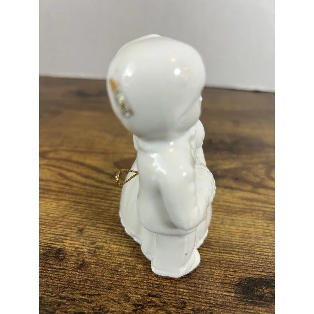 Vintage Ceramic Bride & Groom Wedding Bell White Porcelain Figurine Keepsake